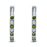 Half Eternity Huggie Hoop Earrings Round Simulated Cubic Zirconia 925 Sterling Silver (16mm)