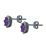Wedding Stud Earrings Simulated Round CZ 925 Sterling Silver