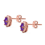 Wedding Stud Earrings Simulated Round CZ 925 Sterling Silver