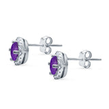 Wedding Stud Earrings Simulated Round CZ 925 Sterling Silver