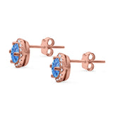 Wedding Stud Earrings Simulated Round CZ 925 Sterling Silver