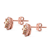 Wedding Stud Earrings Simulated Round CZ 925 Sterling Silver