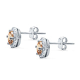 Wedding Stud Earrings Simulated Round CZ 925 Sterling Silver
