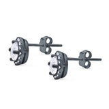 Wedding Stud Earrings Simulated Round CZ 925 Sterling Silver