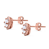 Wedding Stud Earrings Simulated Round CZ 925 Sterling Silver