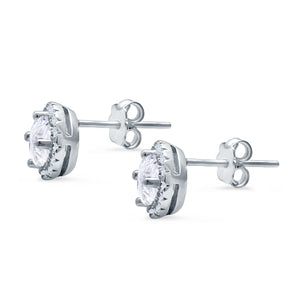 Wedding Stud Earrings Simulated Round CZ 925 Sterling Silver