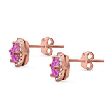 Wedding Stud Earrings Simulated Round CZ 925 Sterling Silver