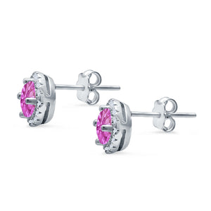 Wedding Stud Earrings Simulated Round CZ 925 Sterling Silver