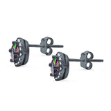 Wedding Stud Earrings Simulated Round CZ 925 Sterling Silver