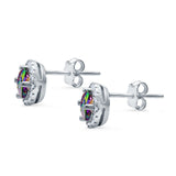 Wedding Stud Earrings Simulated Round CZ 925 Sterling Silver
