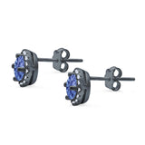 Wedding Stud Earrings Simulated Round CZ 925 Sterling Silver