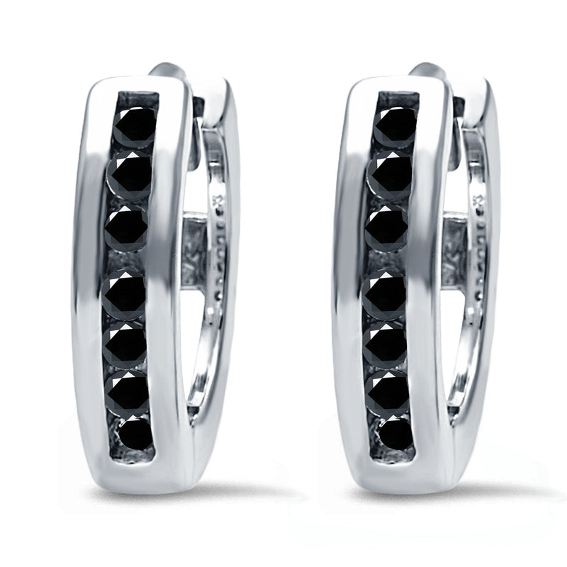 Half Eternity Hoop Earrings Round Simulated CZ 925 Sterling Silver (11mm)