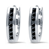 Half Eternity Hoop Earrings Round Simulated CZ 925 Sterling Silver (11mm)