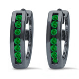 Half Eternity Hoop Earrings Round Simulated CZ 925 Sterling Silver (11mm)