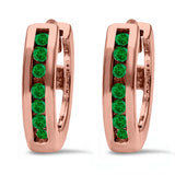 Half Eternity Hoop Earrings Round Simulated CZ 925 Sterling Silver (11mm)