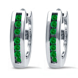 Half Eternity Hoop Earrings Round Simulated CZ 925 Sterling Silver (11mm)