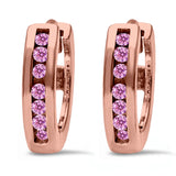 Half Eternity Hoop Earrings Round Simulated CZ 925 Sterling Silver (11mm)