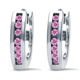 Half Eternity Hoop Earrings Round Simulated CZ 925 Sterling Silver (11mm)