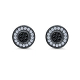 Micro Pave Stud Earrings Round Simulated CZ 925 Sterling Silver
