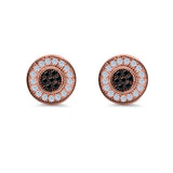 Micro Pave Stud Earrings Round Simulated CZ 925 Sterling Silver