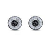 Micro Pave Stud Earrings Round Simulated CZ 925 Sterling Silver