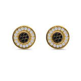 Micro Pave Stud Earrings Round Simulated CZ 925 Sterling Silver