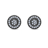 Micro Pave Stud Earrings Round Simulated CZ 925 Sterling Silver