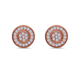 Micro Pave Stud Earrings Round Simulated CZ 925 Sterling Silver