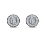 Micro Pave Stud Earrings Round Simulated CZ 925 Sterling Silver