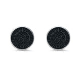Stud Earrings Round Micro Pave Simulated CZ Screwback Hip-Hop Iced Out 925 Sterling Silver