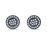 Stud Earrings Round Micro Pave Simulated CZ Screwback Hip-Hop Iced Out 925 Sterling Silver