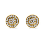 Stud Earrings Round Micro Pave Simulated CZ Screwback Hip-Hop Iced Out 925 Sterling Silver