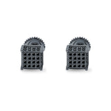 Square Stud Earrings Simulated CZ Accent Screw Back 925 Sterling Silver (6mm)