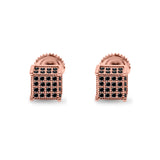 Square Stud Earrings Simulated CZ Accent Screw Back 925 Sterling Silver (6mm)
