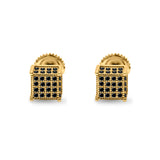 Square Stud Earrings Simulated CZ Accent Screw Back 925 Sterling Silver (6mm)