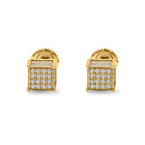 Square Stud Earrings Simulated CZ Accent Screw Back 925 Sterling Silver (6mm)