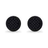 Stud Earrings Screw Back Round Design Simulated CZ 925 Sterling Silver