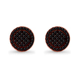 Stud Earrings Screw Back Round Design Simulated CZ 925 Sterling Silver