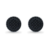 Stud Earrings Screw Back Round Design Simulated CZ 925 Sterling Silver