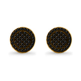 Stud Earrings Screw Back Round Design Simulated CZ 925 Sterling Silver