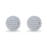 Stud Earrings Screw Back Round Design Simulated CZ 925 Sterling Silver