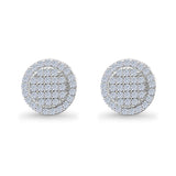 Stud Earrings Screw Back Round Design Simulated CZ 925 Sterling Silver