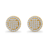 Stud Earrings Screw Back Round Design Simulated CZ 925 Sterling Silver