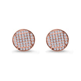 Hip Hop Round Stud Earrings Simulated CZ Screw Back 925 Sterling Silver