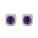 Stud Earrings Wedding Bridal Princess Simulated Cubic Zirconia Solid 925 Sterling Silver