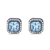 Stud Earrings Wedding Bridal Princess Simulated Cubic Zirconia Solid 925 Sterling Silver