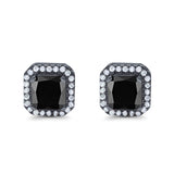 Stud Earrings Wedding Bridal Princess Simulated Cubic Zirconia Solid 925 Sterling Silver