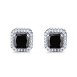 Stud Earrings Wedding Bridal Princess Simulated Cubic Zirconia Solid 925 Sterling Silver