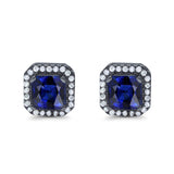 Stud Earrings Wedding Bridal Princess Simulated Cubic Zirconia Solid 925 Sterling Silver