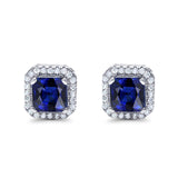 Stud Earrings Wedding Bridal Princess Simulated Cubic Zirconia Solid 925 Sterling Silver